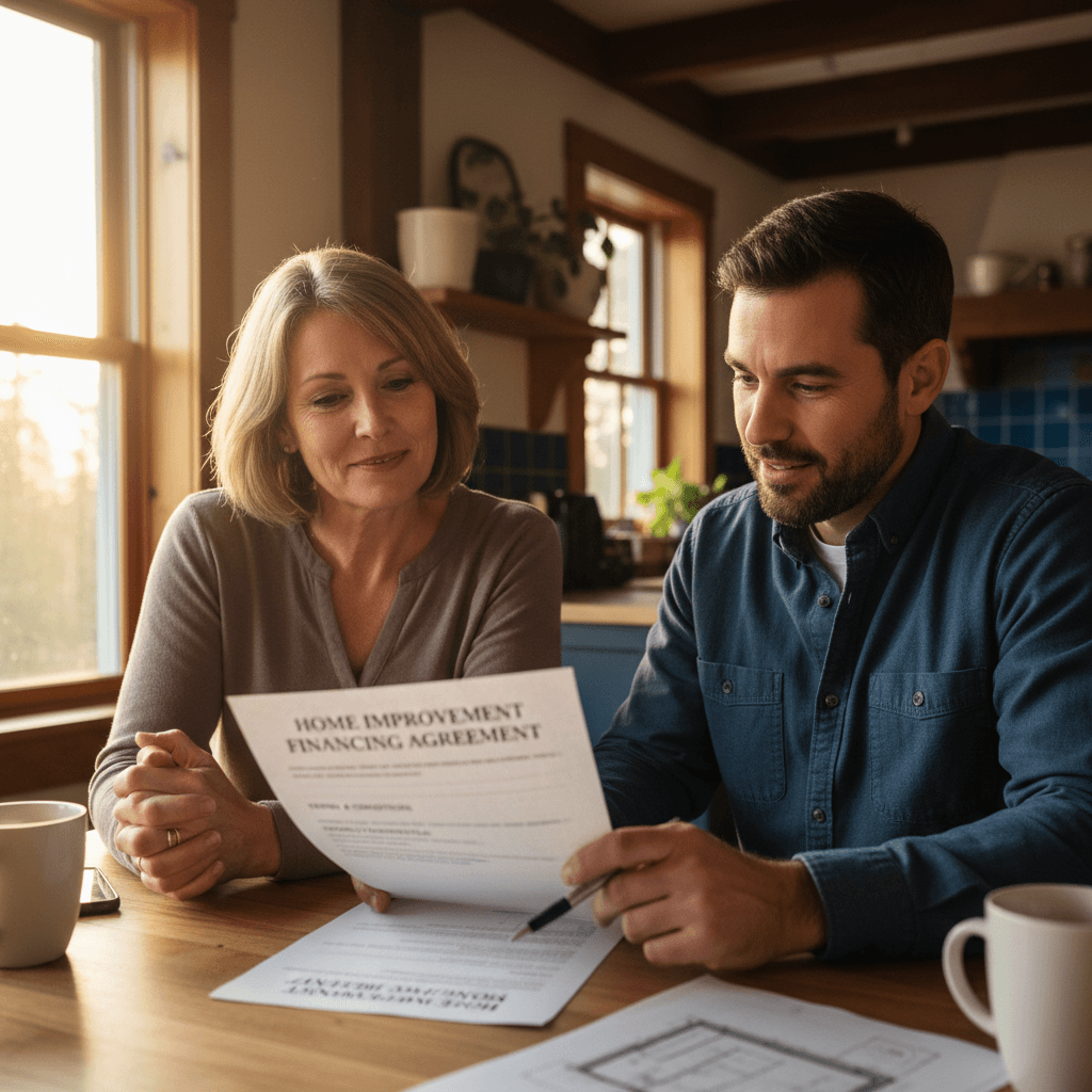 Contractor explaining financing options to homeowner